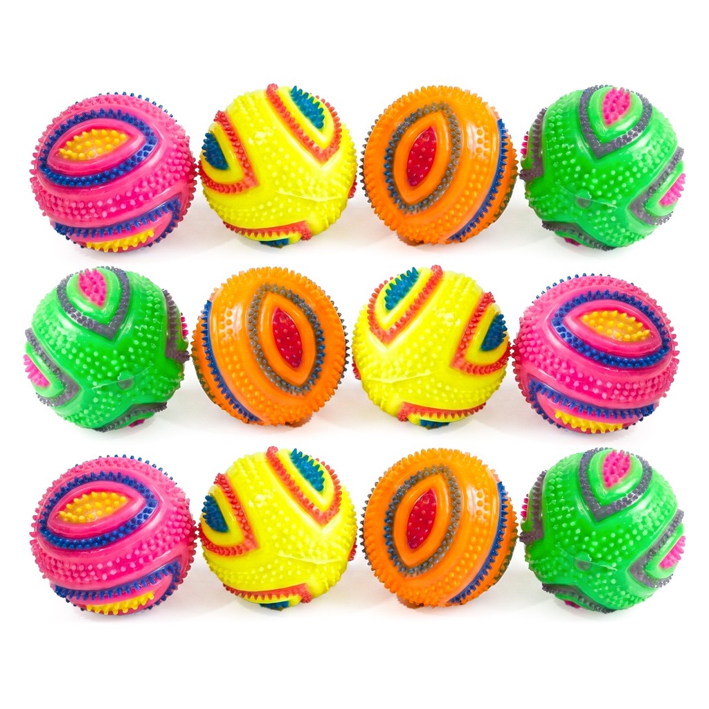 Kit 12 Bolinhas Brinquedo Interativo Para Pets Com Som De Apito E Luz Led