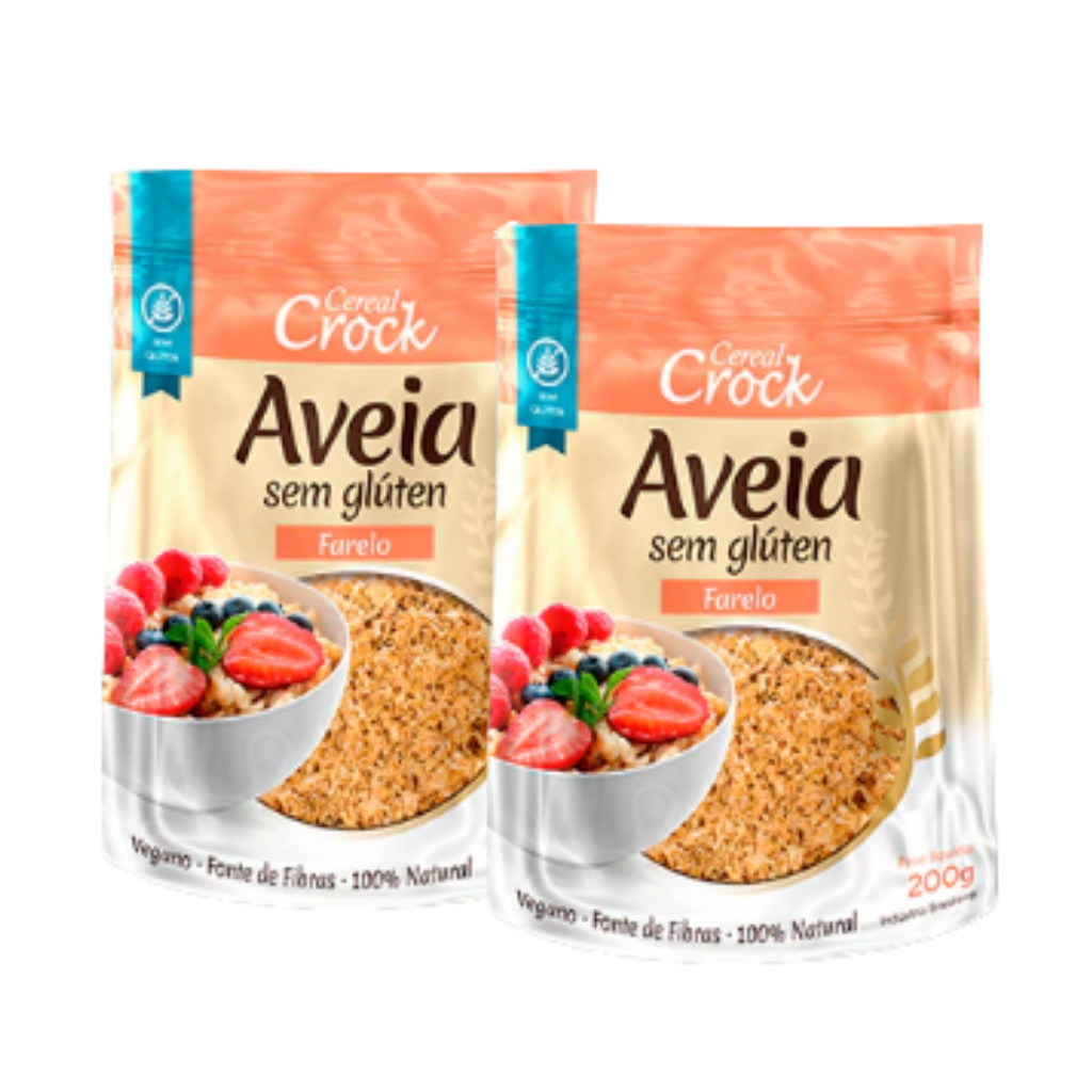 Kit 2 Farelo de Aveia Sem glúten 100% Natural 200g Leve Croc