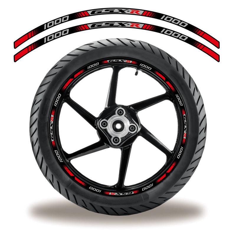 Friso De Roda Adesivo Refletivo Suzuki Gsx-R 1000 Vermelho E Cinza