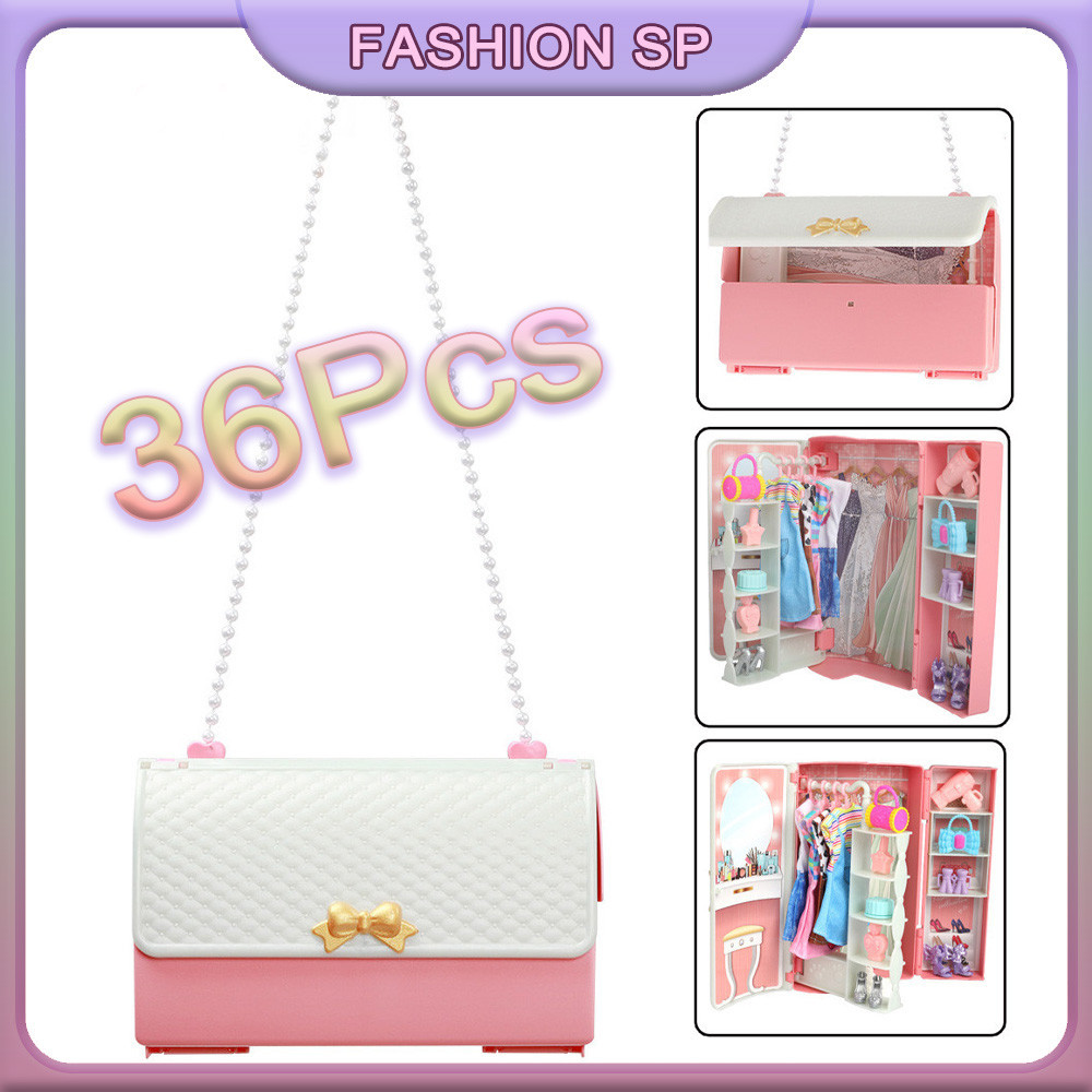 Kit De Bolsa De Guarda-roupa De Boneca Barbie Acessórios De Vestido De Boneca Barbie Acessórios