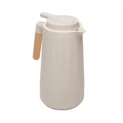 Garrafa Térmica 1L Bege Plástico New Unique Lyor para Café Chá Água Bebidas Quentes e Frias Uso Diário Mesa Trabalho Lar