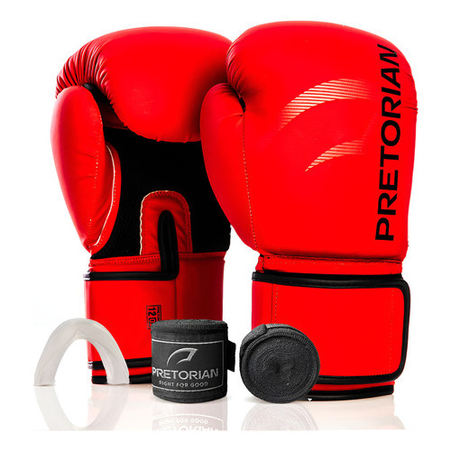 Kit Boxe E Muaythai Bandagem + Luva + Protetor Pretorian Fx2