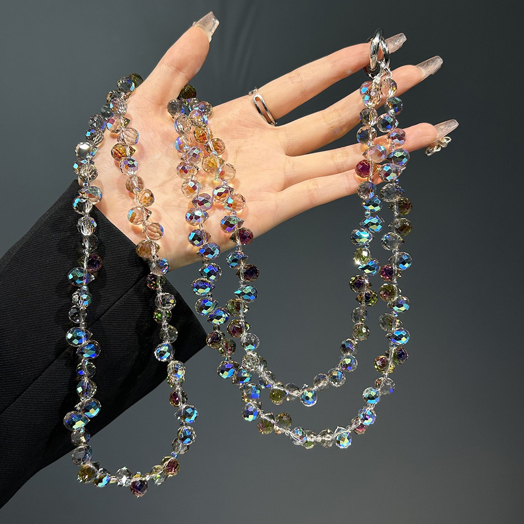Cordão longo para celular, cordão com contas de cristal, gota de água, pingente de corrente para celular, alça de alta q em Oferta na Shopee