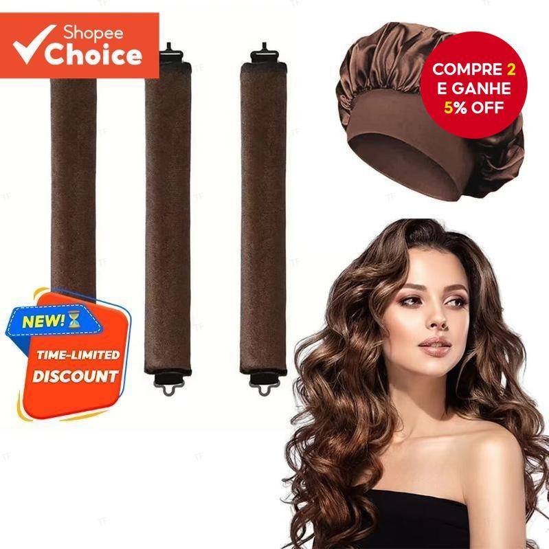 Espessamento Sem Calor Curling Ferro Artefato Dormir Touca De Banho Conjunto De 4 Peças