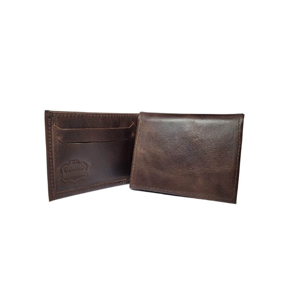 Carteira Masculina Em L Couro Porta Cartao Dinheiro Documentos CNH Lisa Resistente Compacta