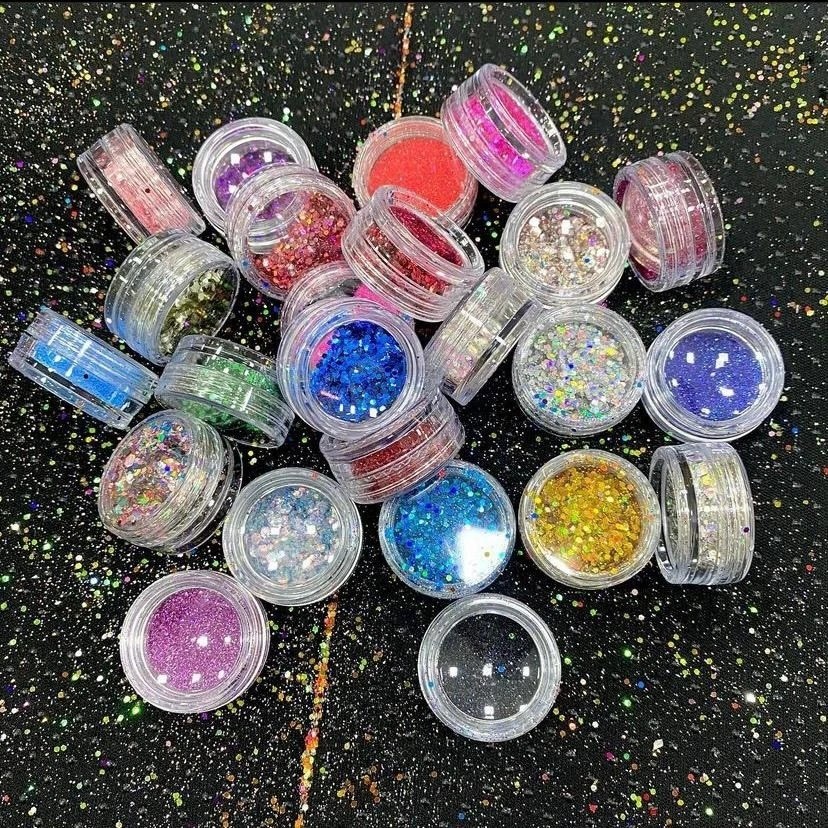 Kit c/24 Decoração De Unhas Glitter potinhos Nail Art em Oferta na Shopee