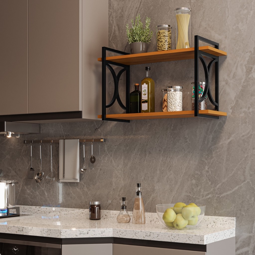 Prateleira Suspensa Estilo Industrial Gourmet 60x23cm para Sala Quarto Escritório Lavanderia Organizador Livros