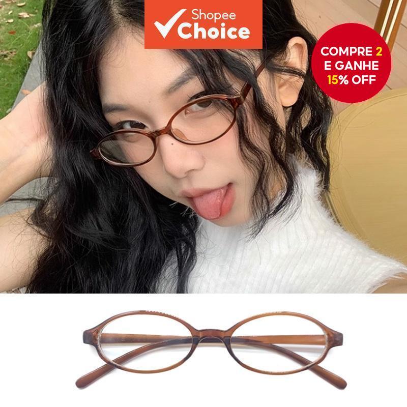 Retro pequeno quadro quente menina óculos quadro estudante feminino óculos rosto liso ferramenta útil forma Oval na moda