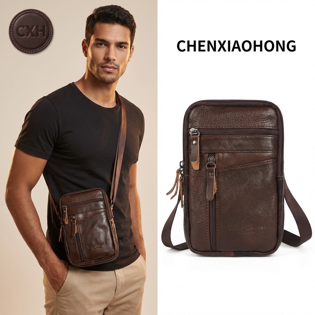 Bolsa de Cintura Masculina de Couro Genuíno Suporte para Telefone Cinto Esportes ao Ar Livre Bolsa de Ombro Única Bolsa em Oferta na Shopee