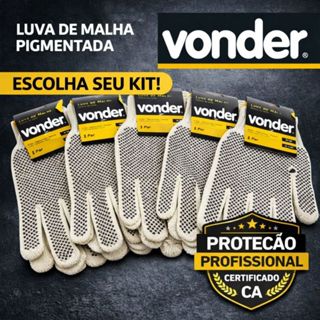 Kit Luva de Malha Pigmentada Vonder 4 Fios Branca Com C.A. Profissional Kit com 1 a 5 Pares EPI Original em Oferta na Shopee