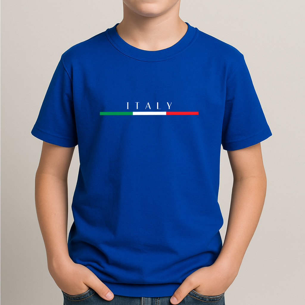 Roupa infantil masculina camiseta Italia camiseta juvenil meninos 1 ao 16 algodão manga curta
