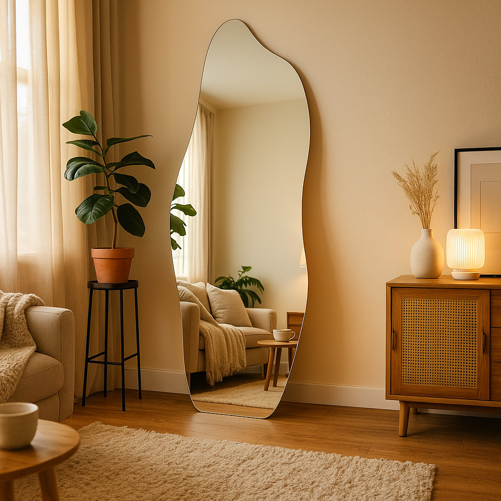 Espelho de Parede Orgânico Tendência Pinterest 150x40cm para Quarto e Closet