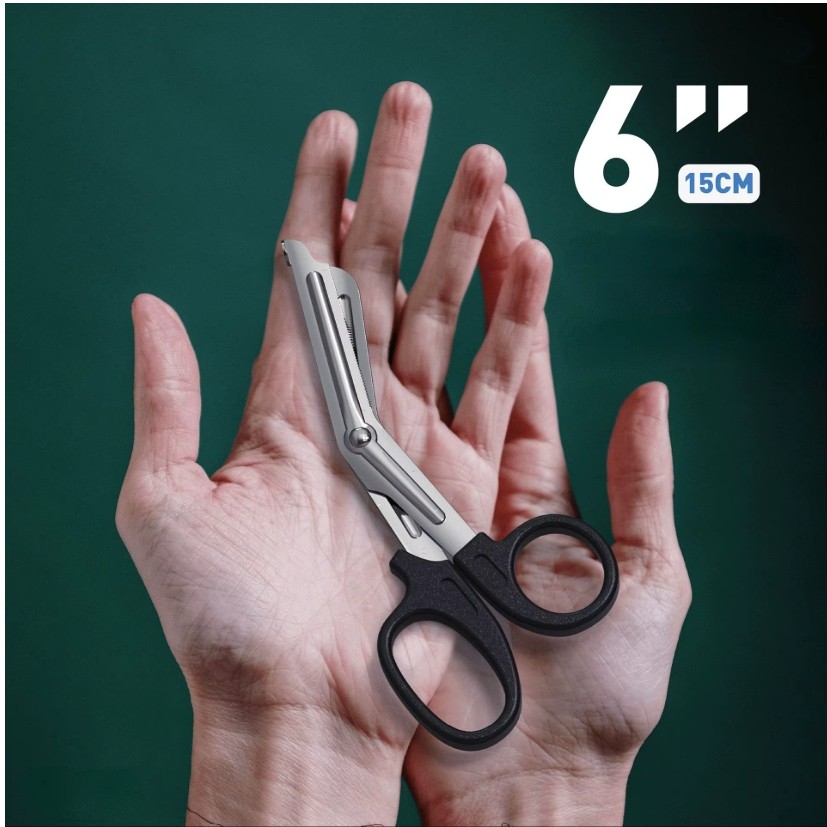 Tesoura Ponta Romba SAMU APH Bombeiros Resgate Preta 15cm em Oferta na Shopee