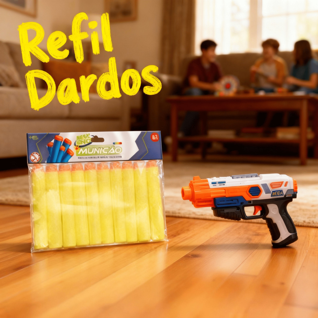 Kit 50 Refil de Dardos Espuma Munição Nerf Lançador Balas Infantil Brinquedo