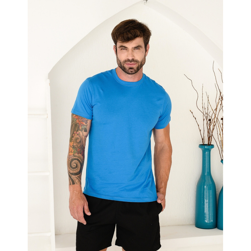 Blusa Masculina Pima Algodão Peruano Slim Azul Royal Slim