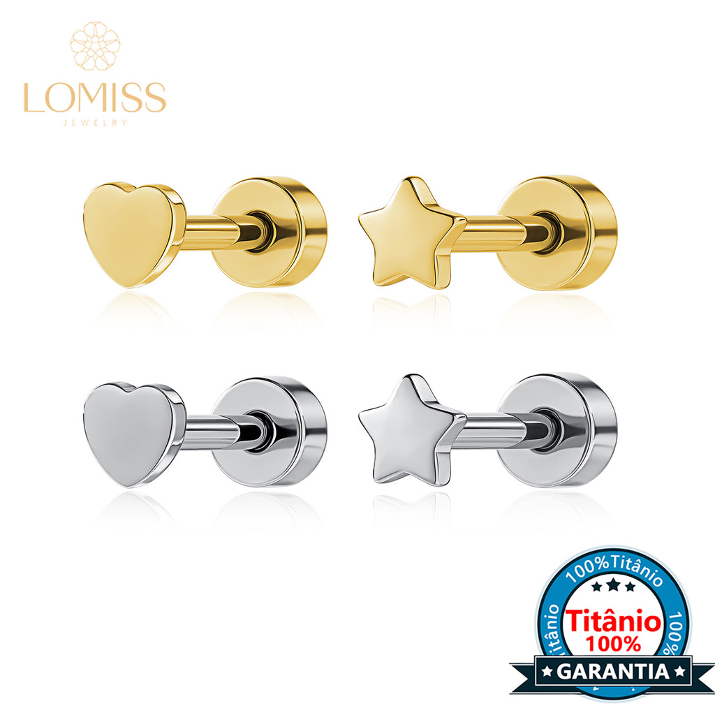 Piercing Estrela Coração Titânio Orelha Labret Daith Helix Tragus Conch Boca Nariz em Oferta na Shopee