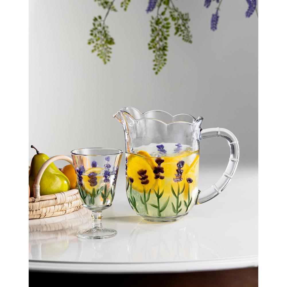 Jogo Jarra 1,3L com 6 Taças 240ml Lyor Cristal Lavanda Pintado à Mão para Suco Água Drinks Vinho Mesa Posta Presente Kit · foto 2