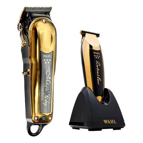 Magic Clip Cordless Gold Wahl + Detailer Gold Li Bivolt Dourado 220v