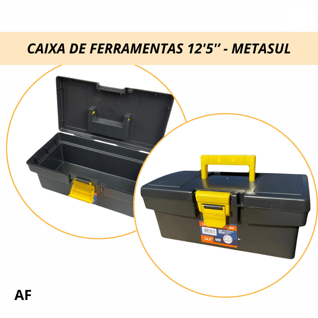 Caixa de Ferramentas 12,5 Maleta Metasul Tampa Organizadora Baú Oficina Pedreiro Mecânico Pesca em Oferta na Shopee