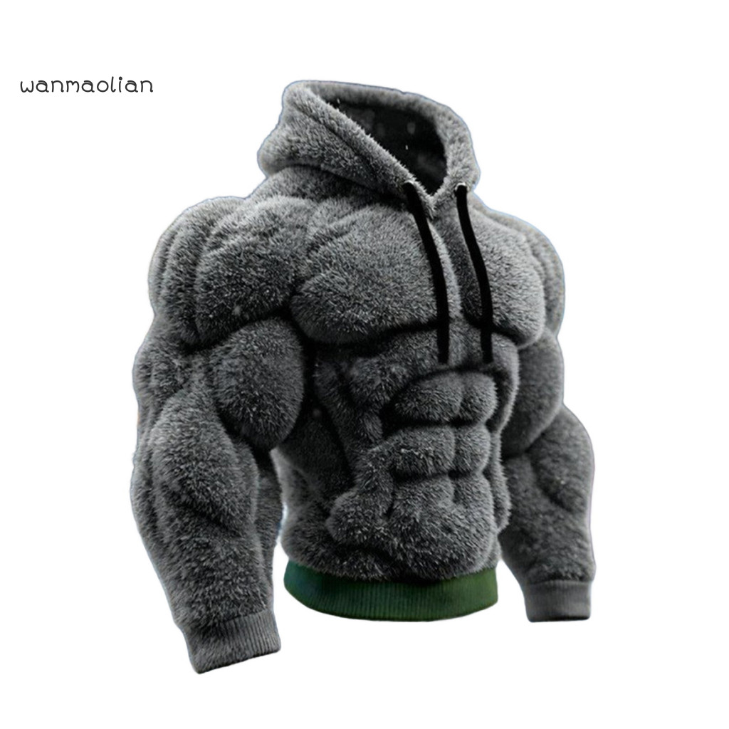 Muscular Print Sweatshirt Realistic 3d Men Men's Muscle Hoodie Pullover Warm Fuzzy Hooded Jacket for Party for Southeast