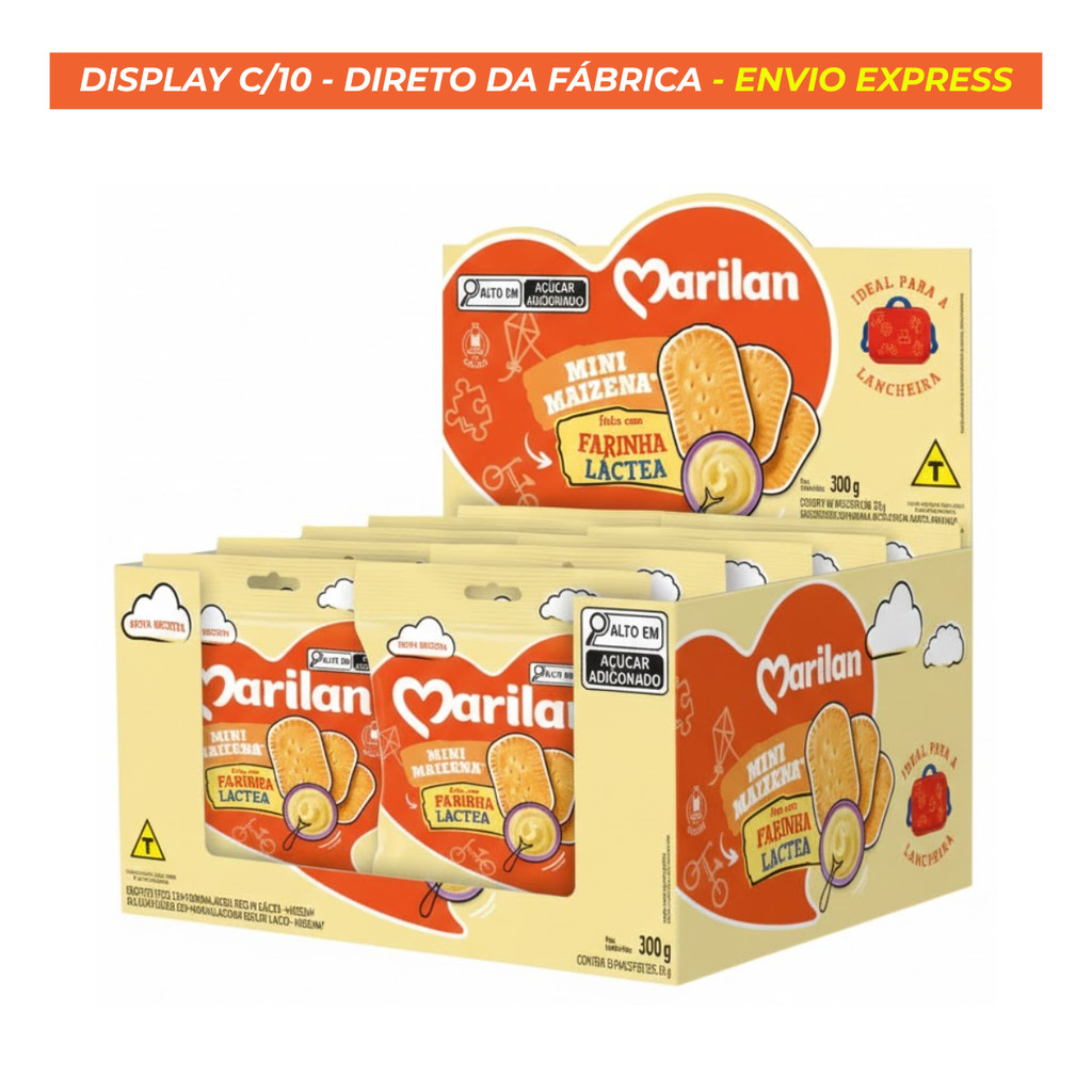 Display Mini Maizena Sachê 30g Display Com 10 Unidades- Lancheira - Marilan Direto da Fábrica
