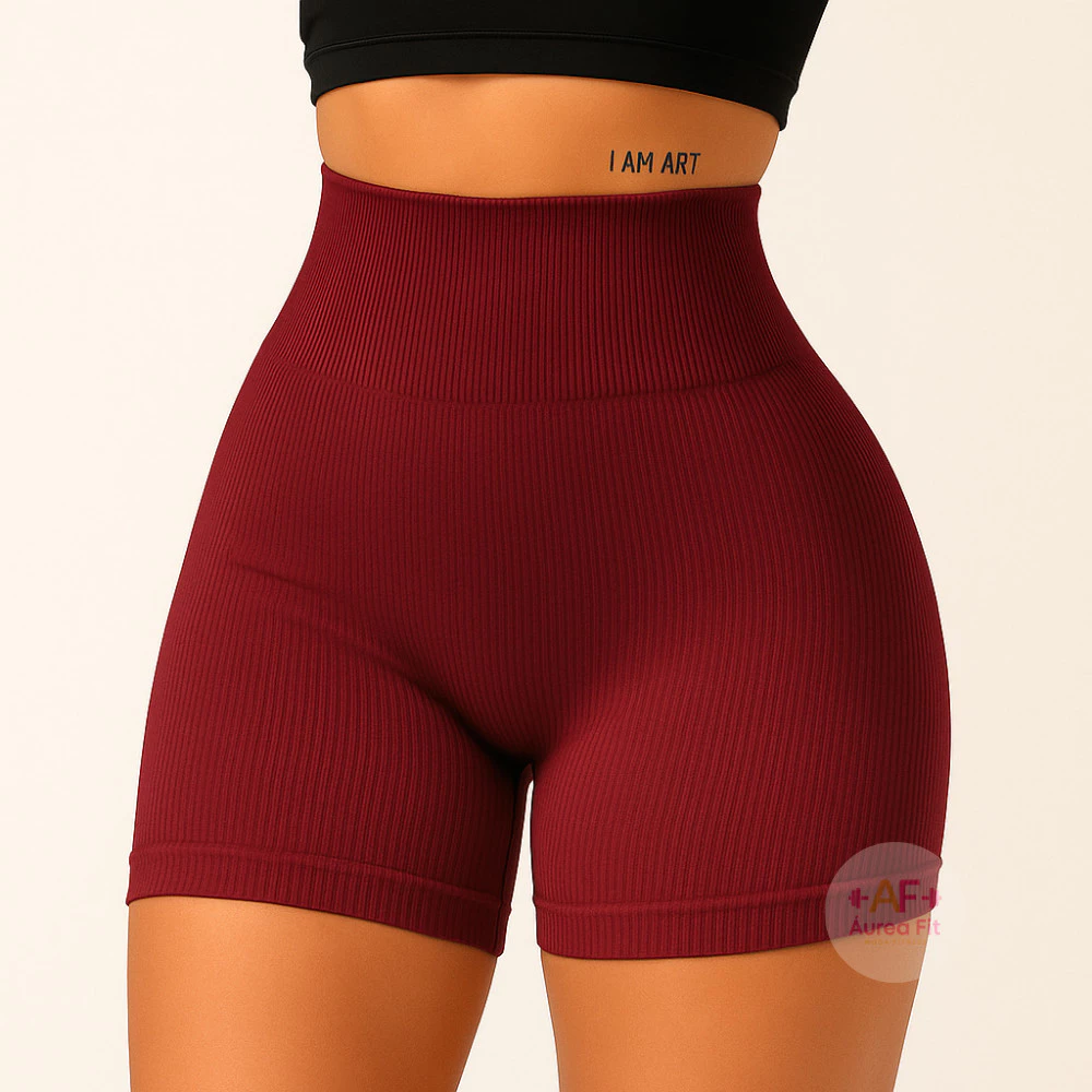 Shorts Fitness Canelado Poliamida Academia Zero Transparencia Feminino — imagem 1