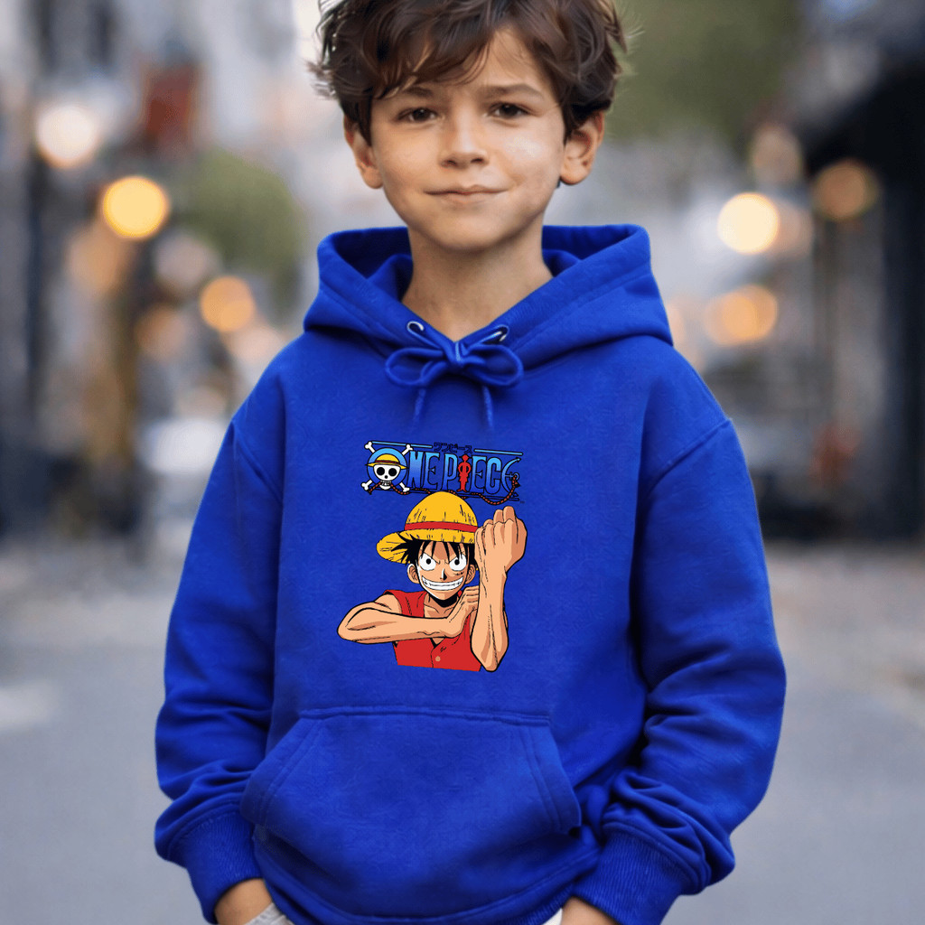 Blusa Moletom Canguru Infantil Blusão One Piece Luffy Geek Anime Casaco Flanelado
