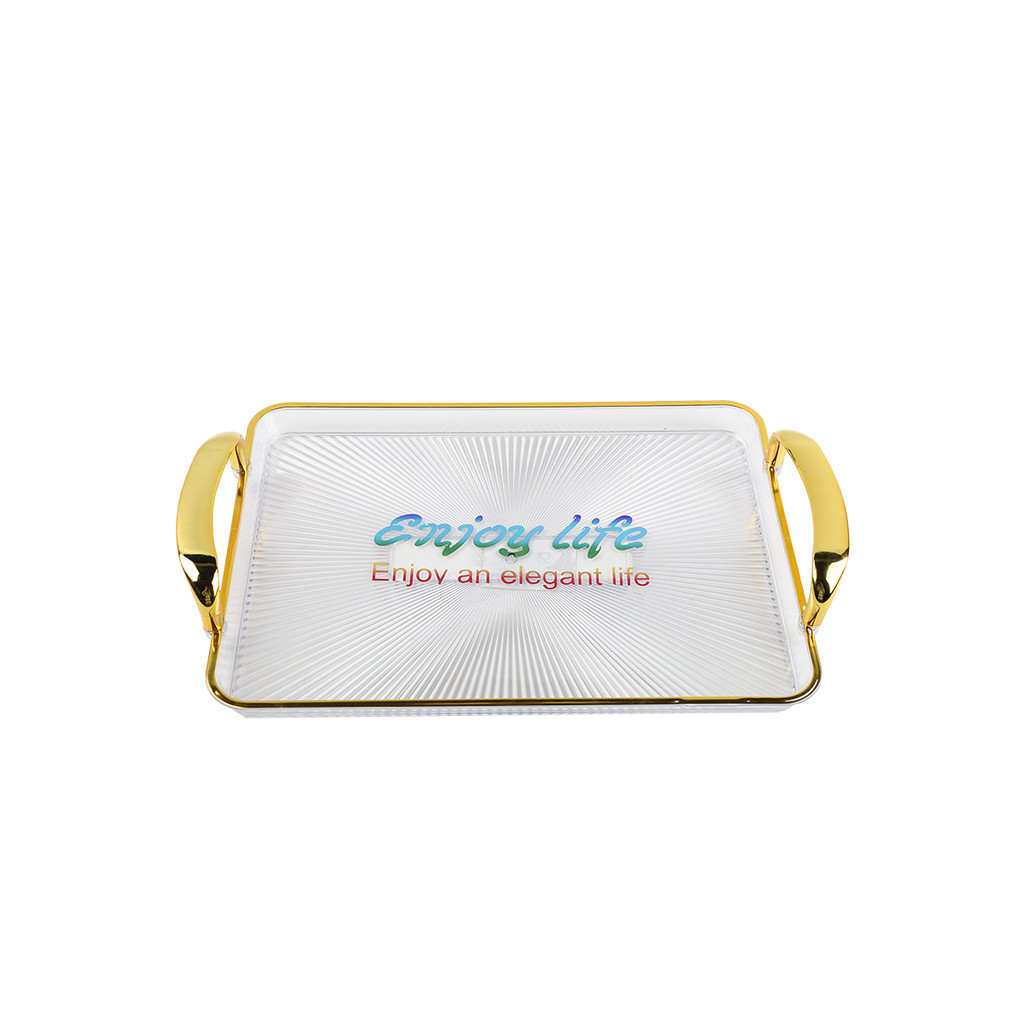 Bandeja Decorativa Multiuso 32cm Organizador Acrílica Alça Bebida Cozinha Doce Chá Lanche Escritório