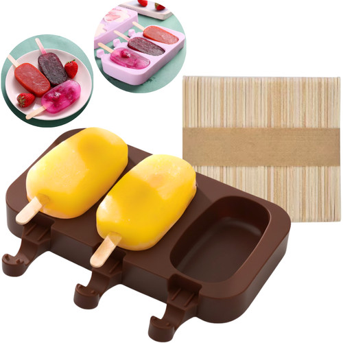 Forma Sorvete Molde Fabrica Picolé Silicone Tampa Empilhavel Sorvete Recheado Frutas Palitos