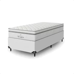 Cama Box Solteiro + Colchão Paris Molas Ensacadas - Branco - e-Shop Casa