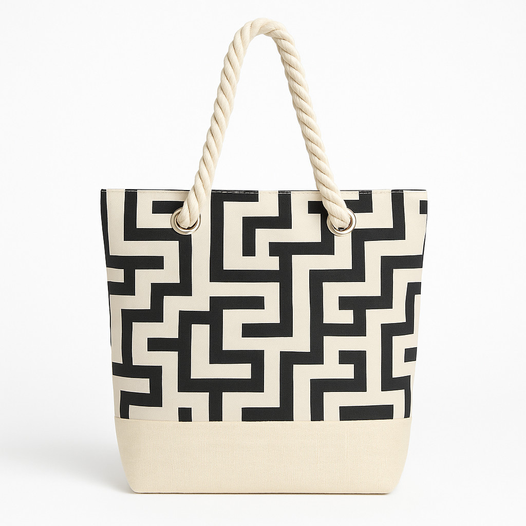 Bolsa Praia Feminina Estampada Labirinto Alça de Corda Grande Espaçosa Varias Cores BP-300 em Oferta na Shopee