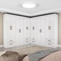 Closet Casal Duplo Lu 12 Portas 8 Gavetas Branco