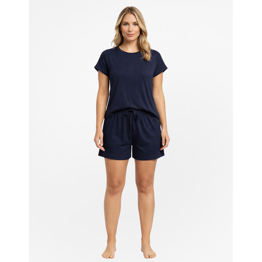 Conjunto Feminino Canelado Confortavel Shorts E Blusa Para O Dia A Dia Leve Soltinho Casual