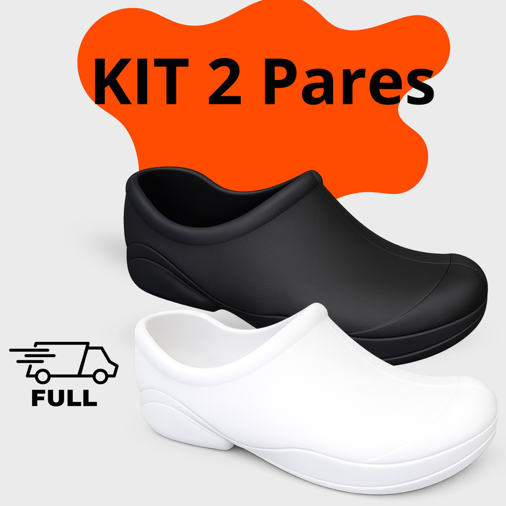 Combo 2 Pares Sapato Cozinheira Profissional Fechado Uniforme EPI Sapato Hospitalar Confortável em Oferta na Shopee
