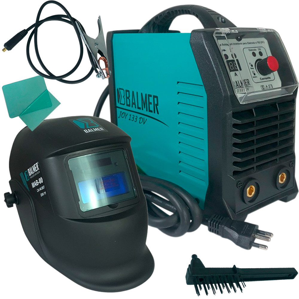 Aparelho Inversor Solda Profissional 130 Mascara Eletrodo Bivolt 127/220V Tig Lift Balmer