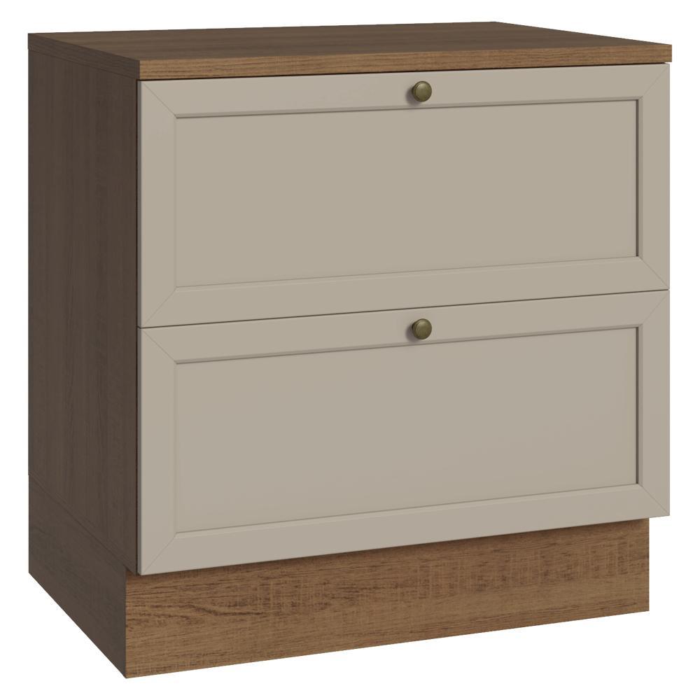 Balcão de Cozinha 80 cm 2 Gavetas Rustic/Crema Vik Madesa