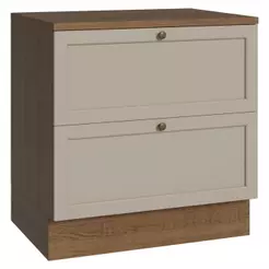 Balcão de Cozinha 80 cm 2 Gavetas Rustic/Crema Vik Madesa