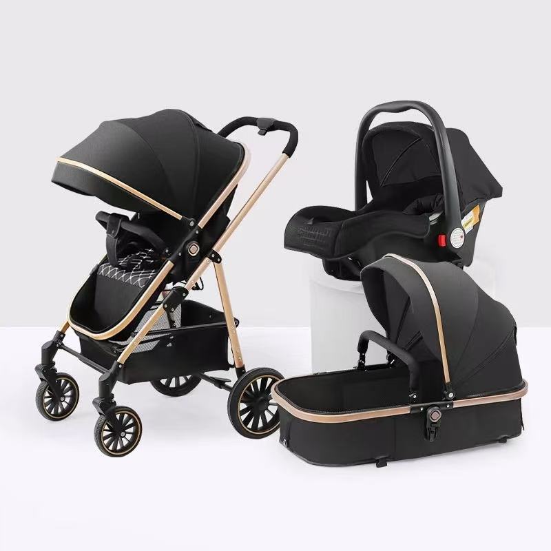 Kit 3 em 1 Carrinho Luxo + Bebê Conforto Com Moisés Travel System Passeio Reversível