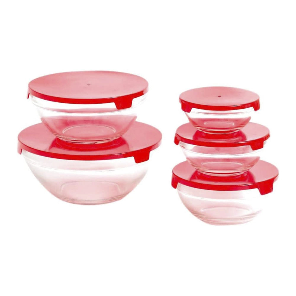 Conjunto de Potes de Vidro com Tampa Casa do Chef 5 Peças