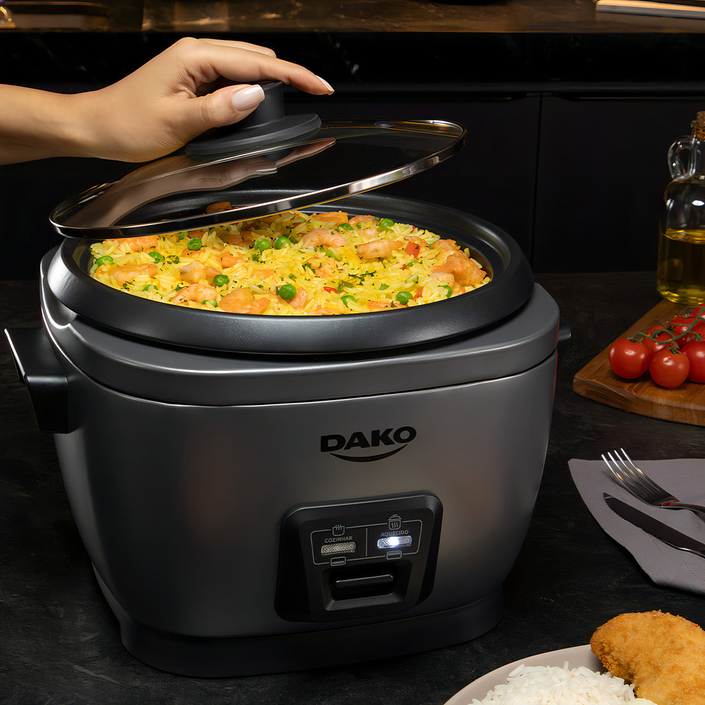 Panela De Arroz Elétrica Dako 700w 127V Com 4 Litros 10 Xícaras Cinza 60HZ