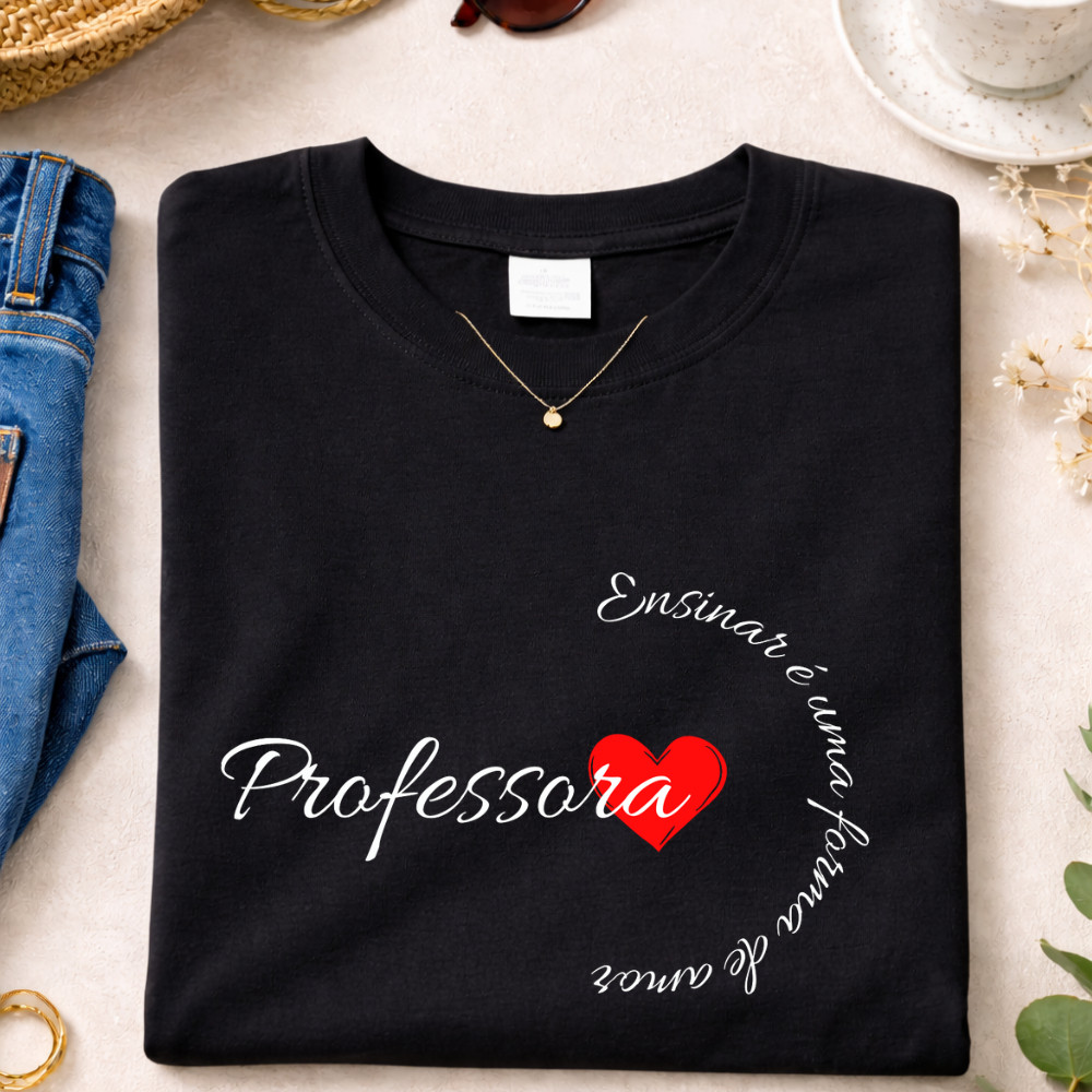 Camiseta Feminina Blusa Professora Educação Estampada 100% Algodão