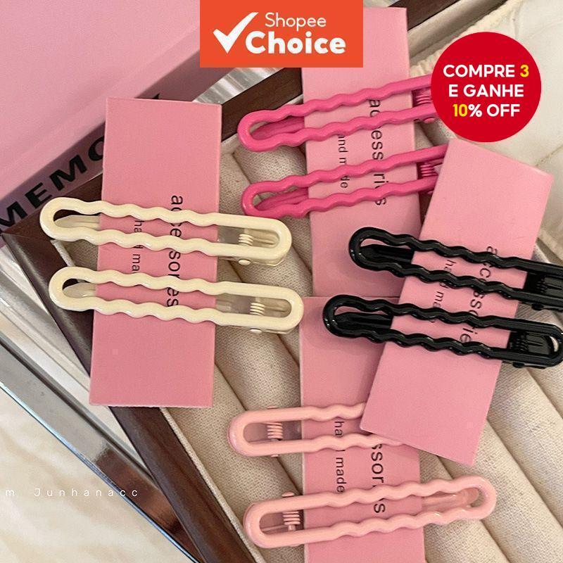 Um par conjunto de acessórios para o cabelo moda requintado menina rosa clipe lateral Duckbill clipe de cabelo