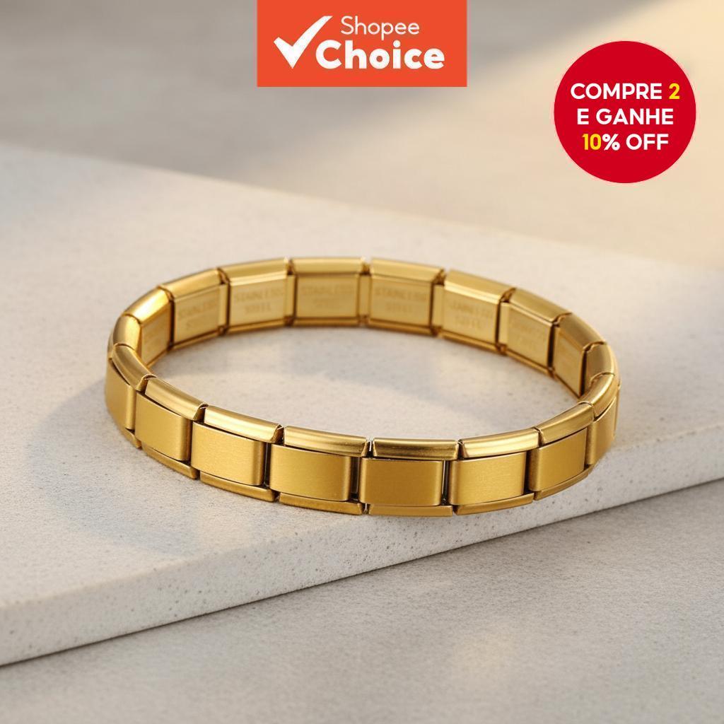 Homens Mulheres DIY Corrente Modular Italiana de Aço Inoxidável Pulseira Elástica em Oferta na Shopee