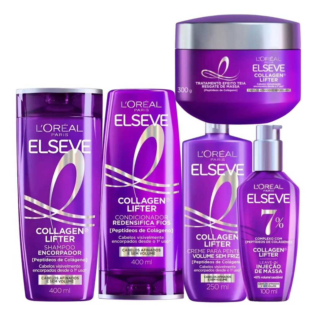 KIT ELSEVE COLLAGEN LIFTER COMPLETO 5 ITENS SH+COND 400ML