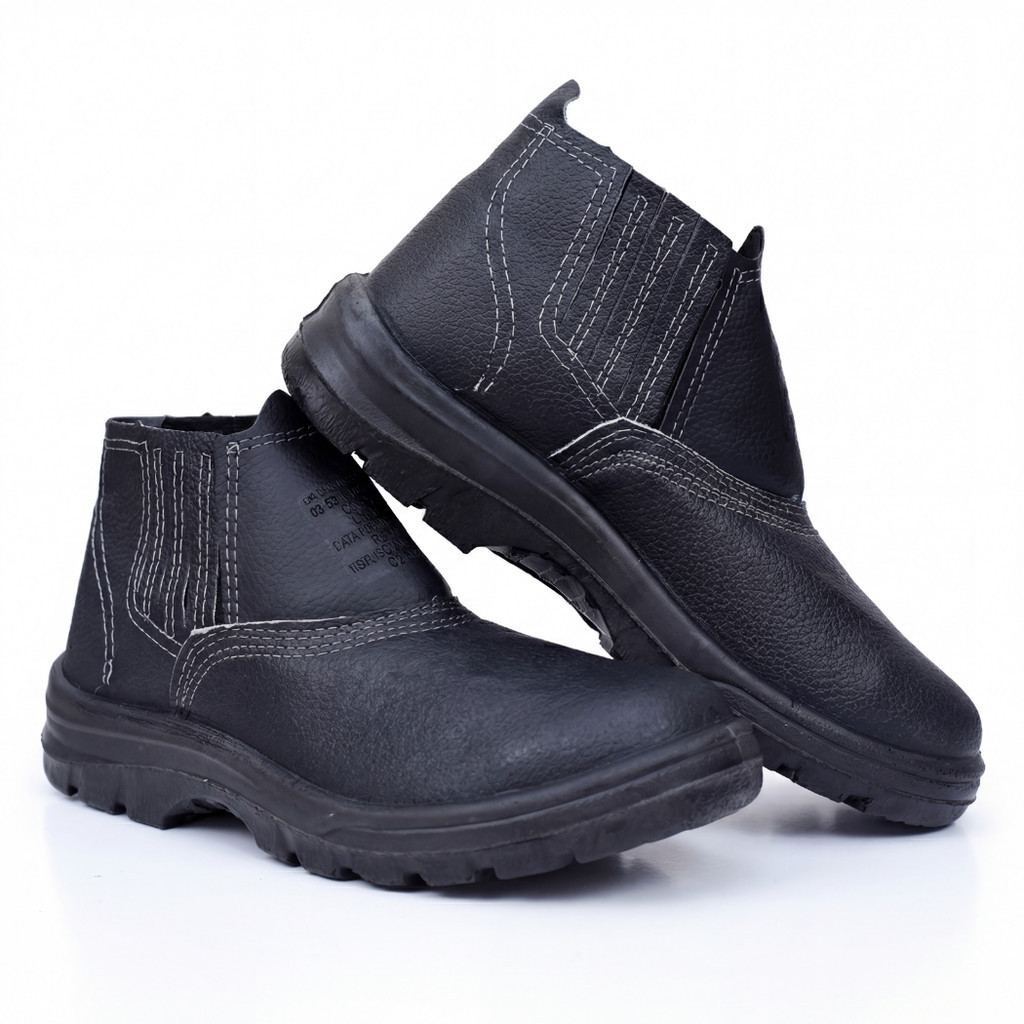 Botina Segurança EPI Couro CA 17137 Elástico Monodensidade Antiderrapante em Oferta na Shopee