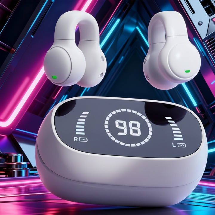 Fones de ouvido sem fio Bluetooth Ear-Hook 5.4 Mini fones de ouvido estéreo para Android Ios em Oferta na Shopee