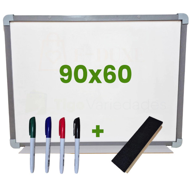 Lousa Escolar Quadro Branco Moldura MDF Aluminizado 90x60 em Oferta na Shopee