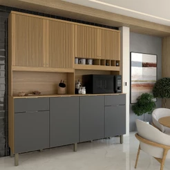 Cozinha Compacta Castilla 8 Portas 2 Gavetas 100% Mdf Amêndoa/Branco - Panorama Móveis
