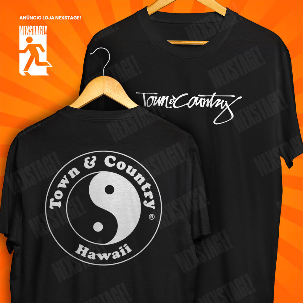 Camisa Town E Country Hawaii Frente Verso Lettering Blusa Mandrake Chave Streetwear Camiseta 100% Algodão