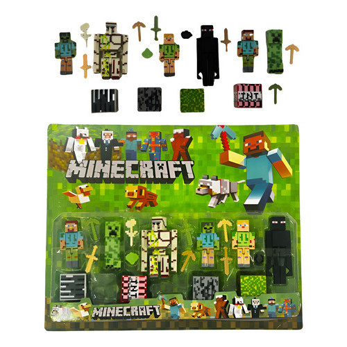 Bonecos Minecraft Articulados + Acessorios Minicraft 19 Pç